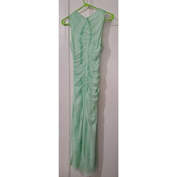 Zara Womens Large Tulle Midi Bodycon Mesh Mint Green Stretch - Picture 6 of 8